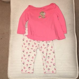 Carters Infant Girls Legging and Shirt 3 to 6